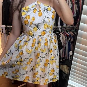 Strapless Lemon Print Dress